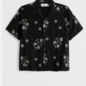 Abercrombie & Fitch Floral Black Men's Linen Shirt